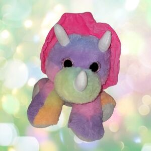 Toy Factory Flora Triceratops Dinosaur Plush Rainbow Sparkle Dino Stuffed Animal